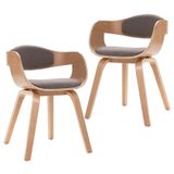 VidaXL Eetkamerstoel Taupe Stof Gebogen Hout 2 stuks