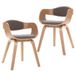 VidaXL Eetkamerstoel Taupe Stof Gebogen Hout 2 stuks