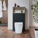 Hudson Reed Hoxton WC-Ombouw 60cm met Open Plank Zwartgrijs - Colby Staand Toilet - Inbouw Reservoir met Zwarte Spoelknop