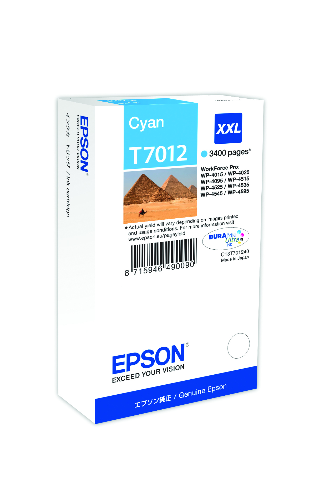 Epson Ink Cartridge XXL Cyan 3.4k single pack / cyaan