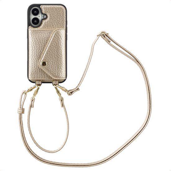 Selencia Sera Koordhoes met Pashouder Envelop voor Apple iPhone 16 - Champagne