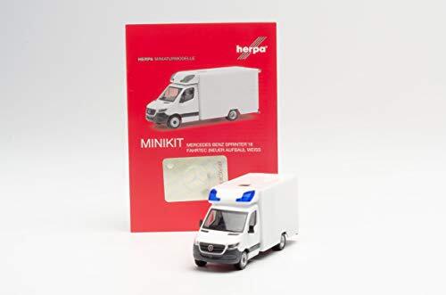 Herpa 013826 Minikit: Mercedes-Benz Sprinter 18 Fahrtec RTW, wit miniatuur om te knutselen, te verzamelen en als cadeau.