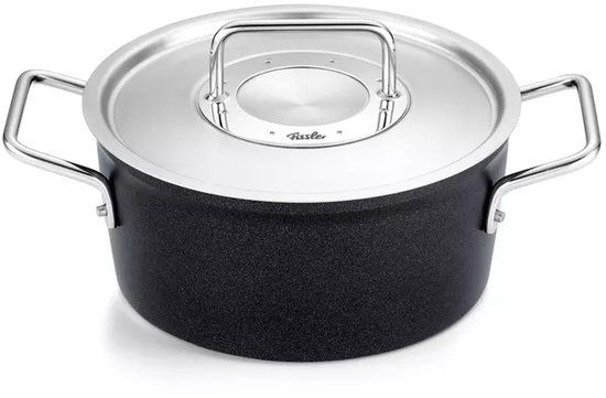 Fissler Adamant Steel Pan - 20cm - Black - With Lid - Dishwasher Safe