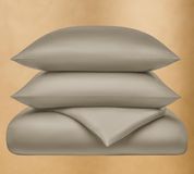 Drap de lit 155x220, coton biologique, beige/taupe, incluant taie d'oreiller