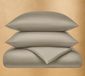 Drap de lit 155x220, coton biologique, beige/taupe, incluant taie d'oreiller