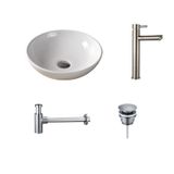 Badkamerplanet Set de lavabo Céramique Valencia Gun Metal Robinet à poser 41x41x12 cm