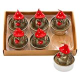 Set Dekohelden24 Set van 6 theelichtjes in de vorm van een egel met paddenstoelhoed, egelkaarsen, theelichtjes, afmetingen van elk theelicht (H x Ø)