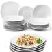 Shally Dogan 18-delig porseleinen tafelservies voor 6 personen, set bestaande uit 6 platte borden, 6 diepe borden, 6 desserts en fruit, modern en glad design (vierkant)