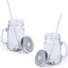 Mason Jar Beker - 12x stuks - glas - dop Argent met rietje - 500 ml - afsluitbaar - fruit shakes