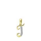 Lucardi Dames alfabet hanger met diamant (0,03ct) - Hanger - Cadeau - 14 Karaat Goud - Geelgoud