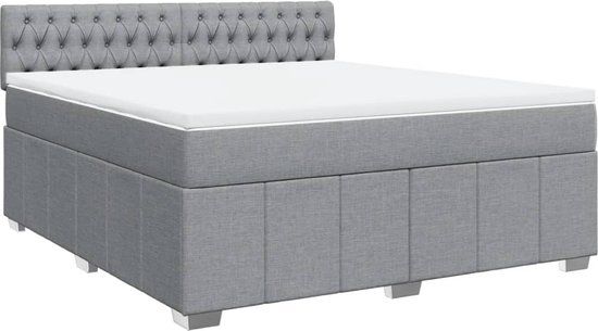 vidaXL Boxspring met matras stof lichtgrijs 180x200 cm