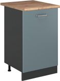 Vicco Keukenonderkast R-Line, Blauw-grijs/Antraciet, 50 cm goudkleurig eiken werkblad