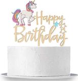 CHPN Taarttopper Happy Birthday Eenhoorn Goud Acryl