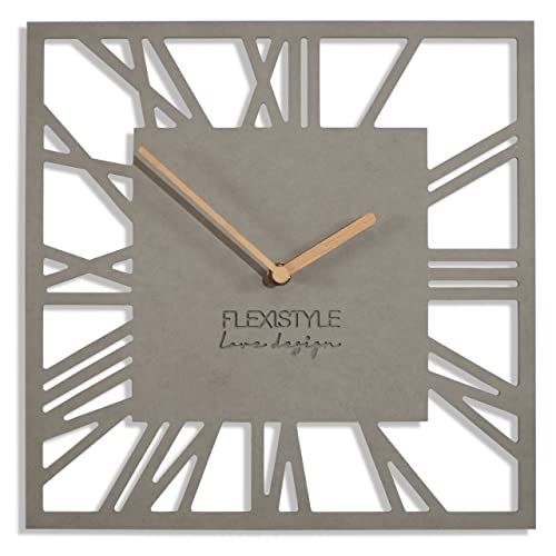 FLEXISTYLE Wandklok Piccolo - 30 cm - Grijs - Zonder Tikkende Geluiden - Modern