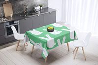 Bonamaison Tafelkleed, Anti-Mold, Sneldrogend, Waterdicht, 100% Polyester Tafellaken, Petroleum Groen, Wit, 140 x 140 Cm