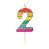Talking Tables Nummer 2 Regenboog verjaardagskaars