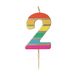 Talking Tables Nummer 2 Regenboog verjaardagskaars