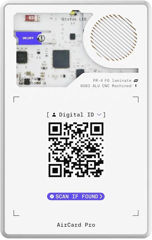 Rolling Square AirCard Pro Bluetooth Tracker Wallet - Werkt met Google Find My Device - Ultradun 2,2 mm & Waterdicht - Wit