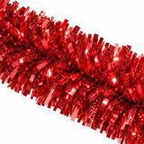 Ger Import Kerstslingers - 6x - glitter rood - folie - 180 x 12 cm