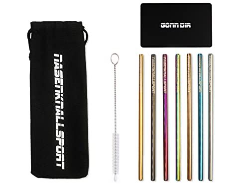 NKS Deluxe Sniffer Set - 7 Stainless Steel Snorter Tubes, Linen Bag, CrusherCard - 0683813978805