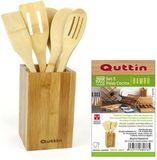 Quettin Spatels Duurzaam Bamboe | 5-delig spatelset & Houder | Keukengerei