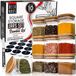 Deco Haus Pots à herbes, carré, avec étiquettes d'herbes, set de 10 pièces, verre, bambou, 0,16 l