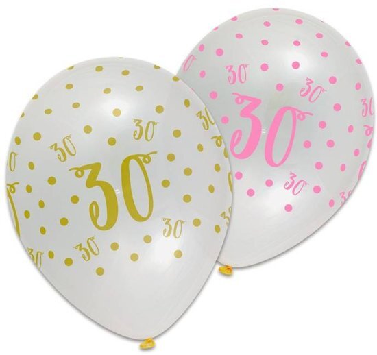 Witbaard Ballonnen pink chic '30' (Ãƒ?30cm, 6st)