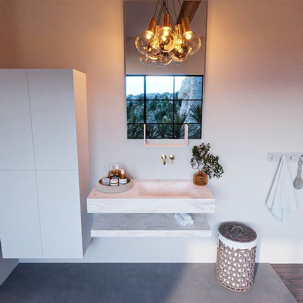 MONDIAZ ALAN - DLUX Badkamermeubelset - 100cm - Ostra - Rechts - Zonder Kraangat - ADX100OstPLR0Ost