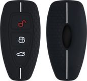 kwmobile autosleutel hoesje geschikt voor Ford 3-knops autosleutel Keyless Go hoes - Siliconen autosleutel behuizing - Auto sleutel case met honingraat - Sleuteletui in zwart / wit