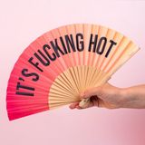 Fisura Houten waaier It's Fucking Hot - Roze/oranje