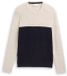 Tom Tailor Hommes Pull Blanc cassé Bleu marine Bloc de couleur M
