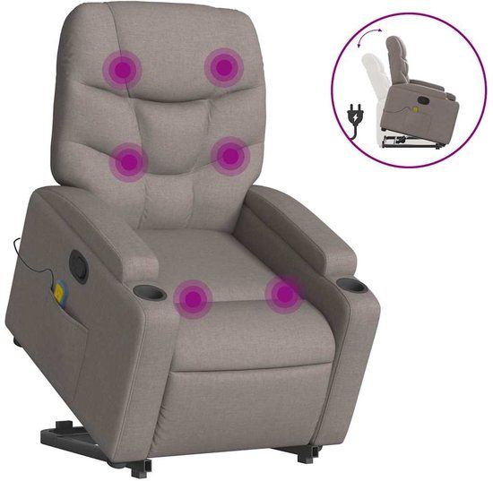 VidaXL Sta-op-massagestoel verstelbaar stof taupe
