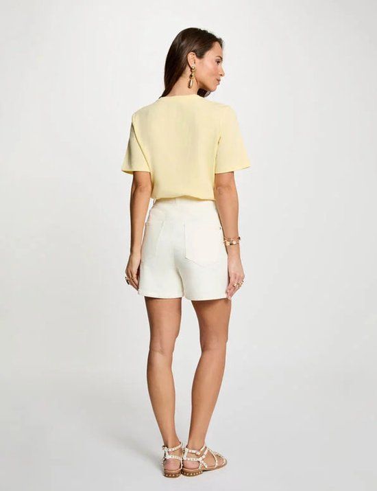 Morgan - Straight t-shirt with round neck 261-Defi Pastel Yellow - Maat : L