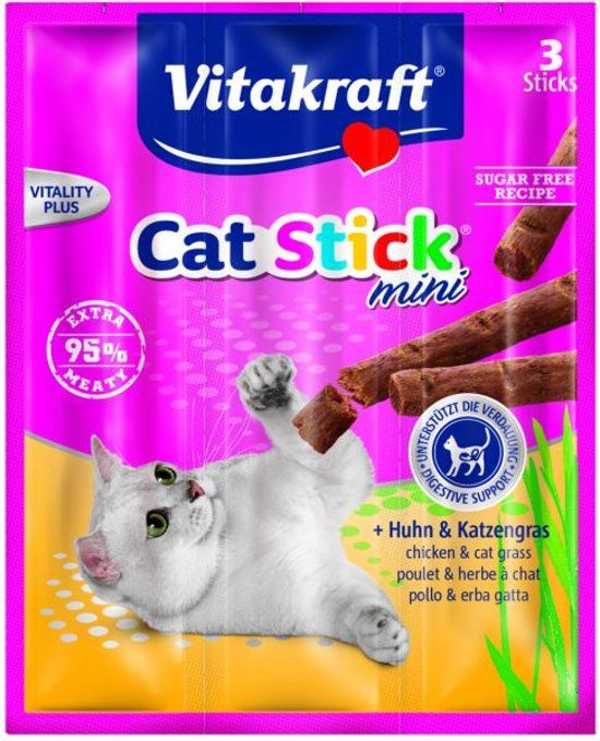 VITAKRAFT cat stick mini kip kattengras 3 st