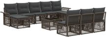 vidaXL Banc de jardin 11 pcs Gris poly rotin