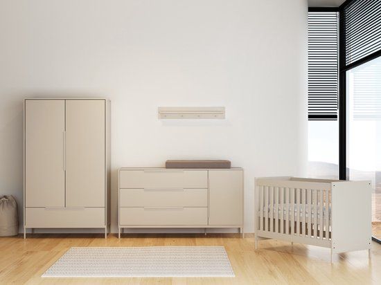 Cabino Born Lucky Belmond Babykamer 3 Delig Compleet – Baby bed 60x120 cm – XL Commode – Kast – Clay