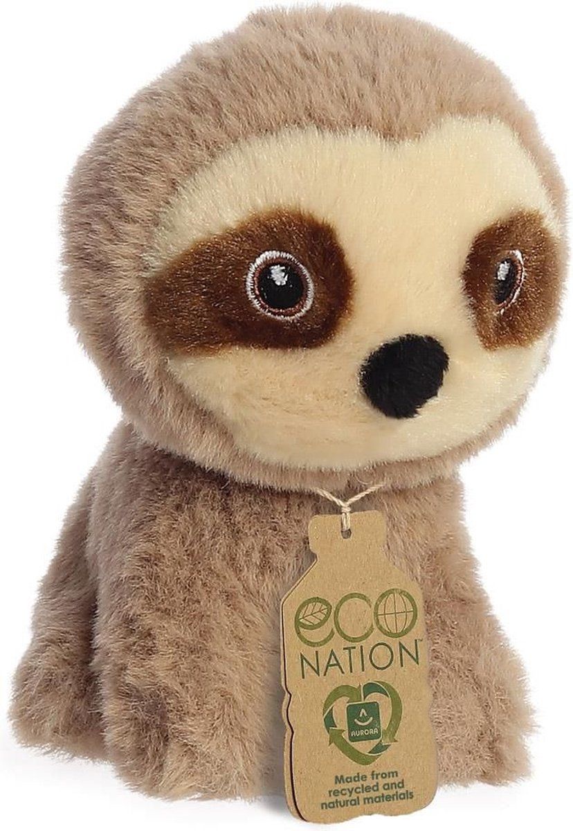 Aurora Eco Nation Mini Luiaard - 5 inch - Zacht Speelgoed - Bruin