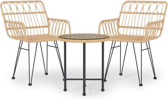 vidaXL 3-delige Tuinset poly rattan - Bruin