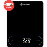 Kitchenwell Digitale Precisie Keukenweegschaal – Weegschaal Keuken - 1gr - 12kg – Tarra Functie - USB - Zwart