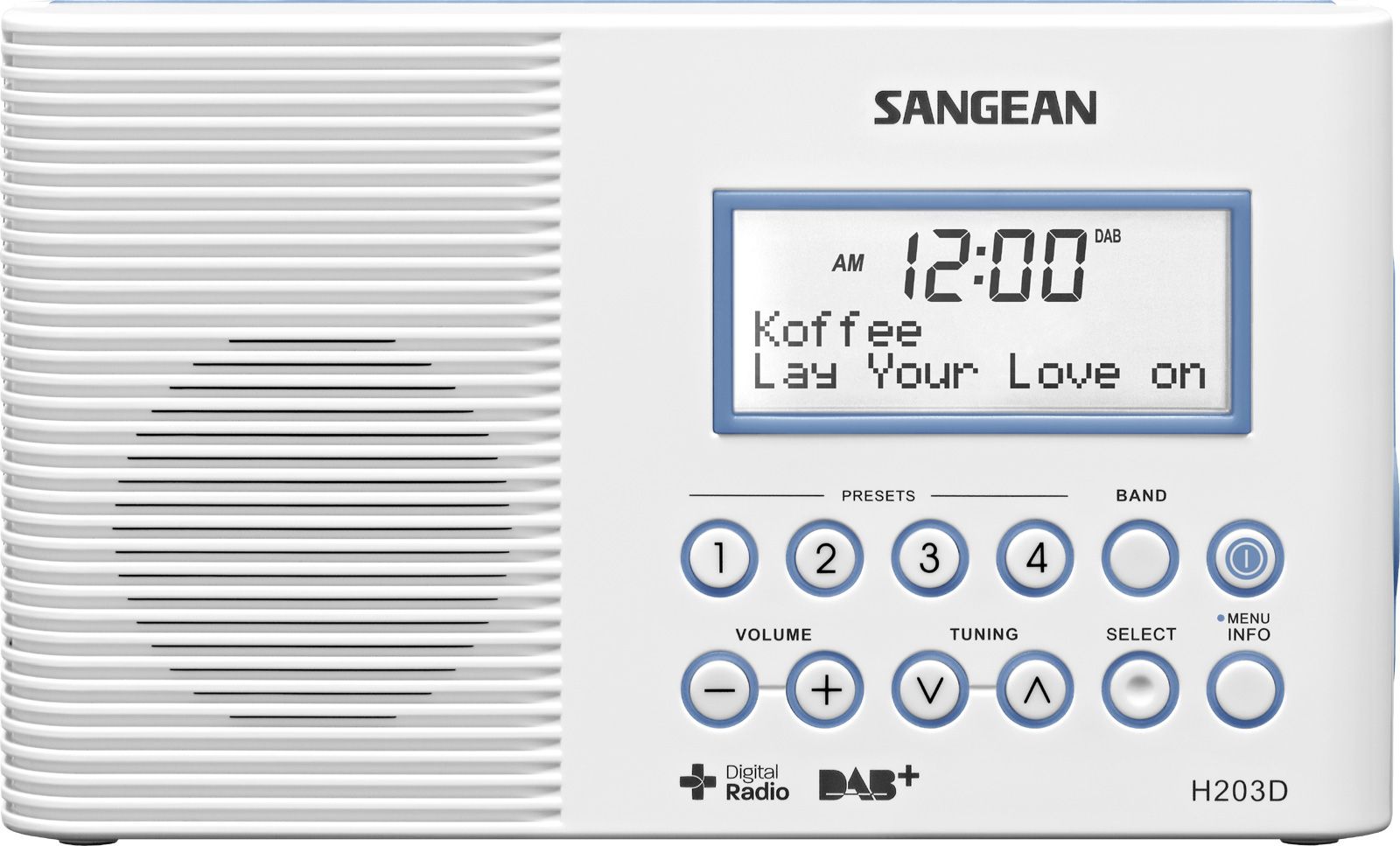 Sangean H203D Personal Digital Radio - DAB, FM, Waterbestendig - Wit