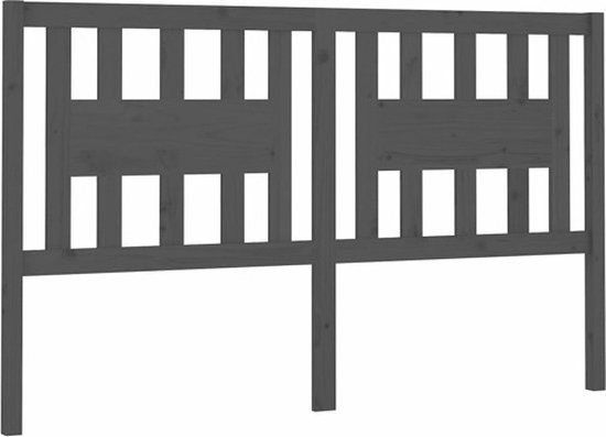 vidaXL Hoofdbord - 126x4x100 cm - Massief Grenenhout - Grijs
