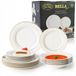 HAUSMANN SP Z.O.O. Vaisselle en porcelaine 18 pièces pour 6 personnes, blanc avec bordure dorée