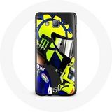Maniacase Etui voor Samsung Galaxy J3 Valentino Rossi Racing Helm Blauw Geel