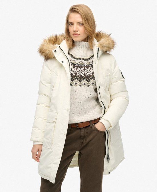 Superdry Everest Parka Dames Imitatiebont Off White