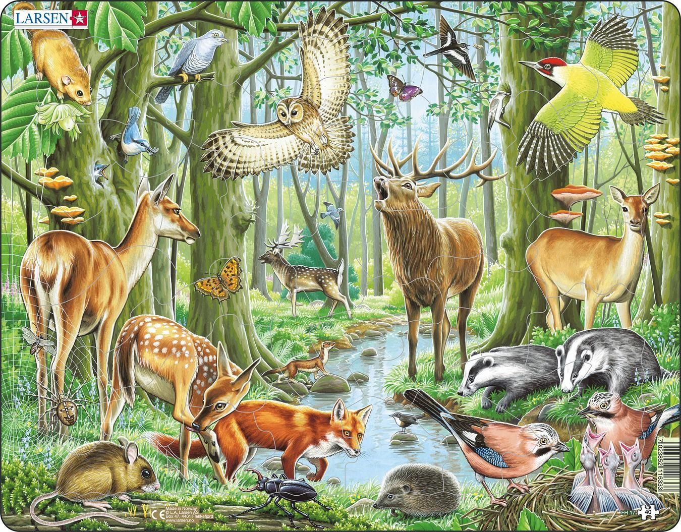 Larsen Maxi Dieren Europese Bossen 40 stukjes - Puzzel - Meerkleurig