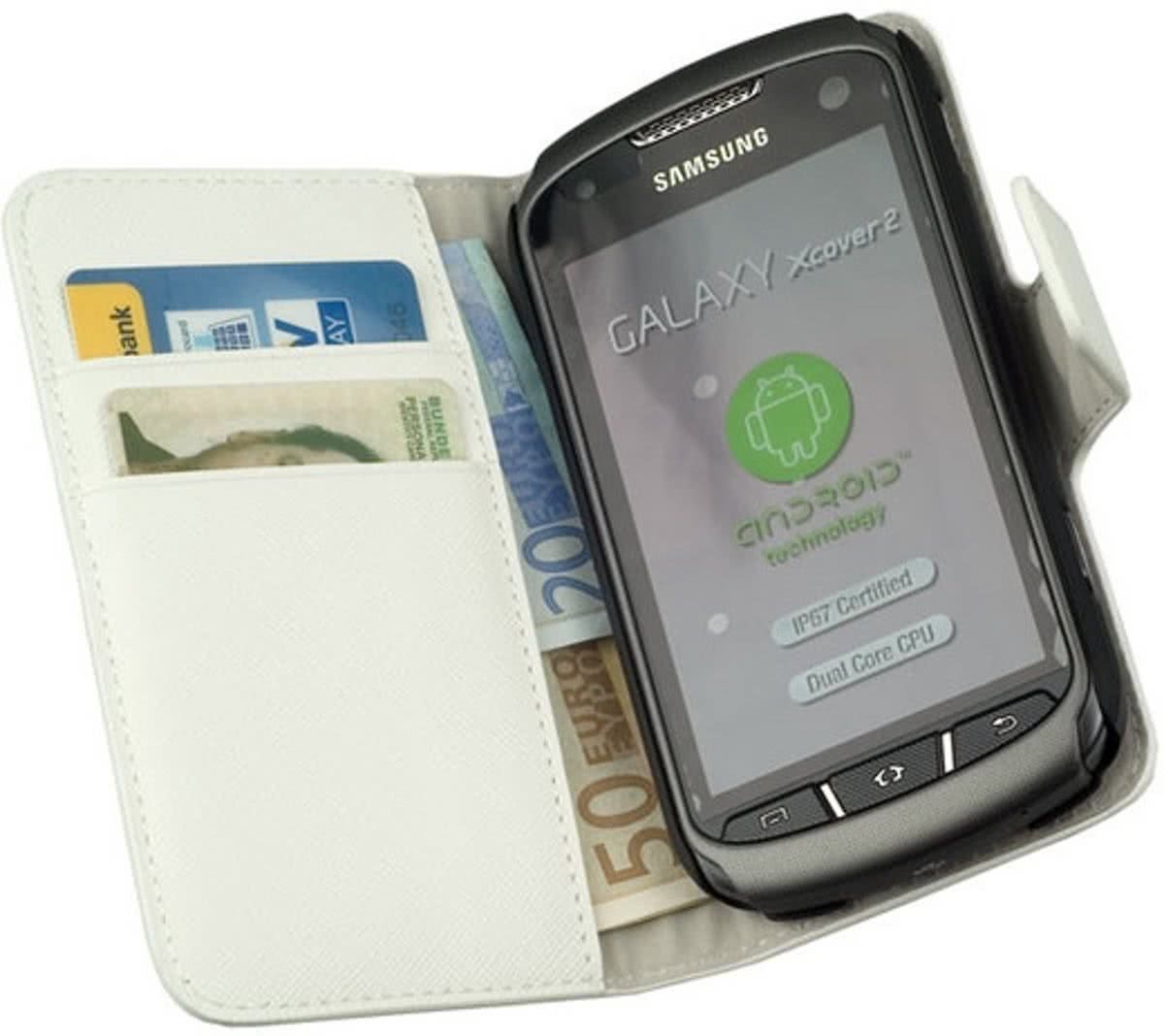 HC Case LELYCASE Book Case Flip Cover Wallet Hoesje Samsung Galaxy Xcover 2 S7710 Wit