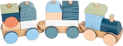 Small Foot Houten trein "Arctic" van FSC® 100% gecertificeerd hout, insteek- en stapelspel, voor kinderen vanaf 1 jaar, 12449