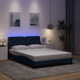 vidaXL Bedframe met LED-verlichting, zonder matras, blauw, 140x190 cm, stof