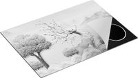 Chefcare Inductie Beschermer 3D Illustratie Hert - Abstract - Zwart Wit - 75x50 cm