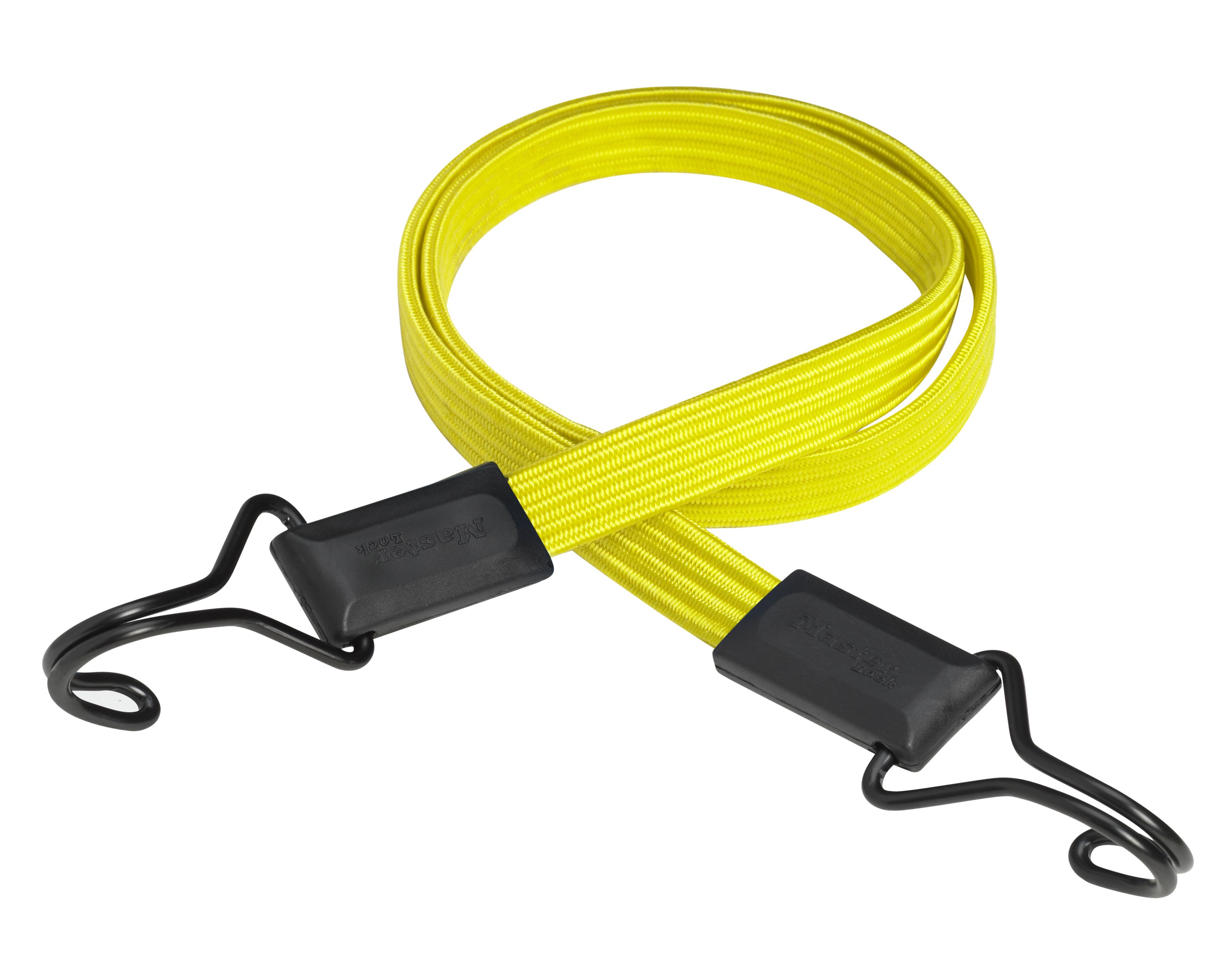 Master Lock Flat Bungee Cord with Double Hook - 100cm x 18mm - Yellow